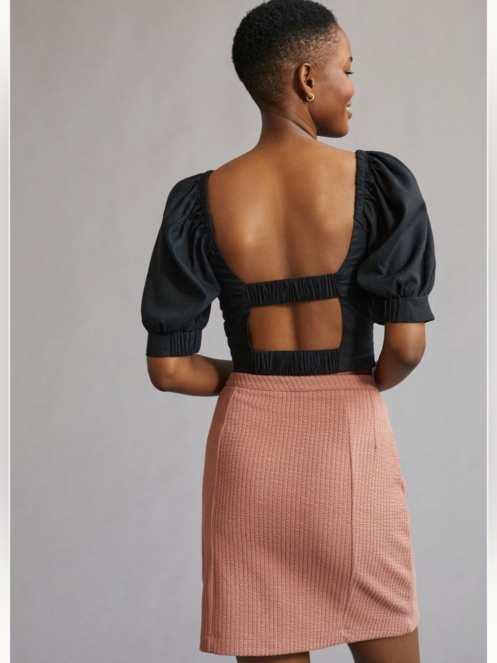 Anthropologie Lace-Up Knit Mini Skirt in Dusty Rose - Picture 2 of 6